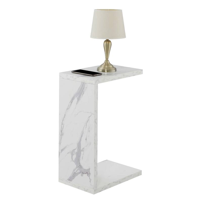 Contemporary C End Table with Rich Melamine Finish, Sofa Slide Under Design and Minimalist Functional Style - 18