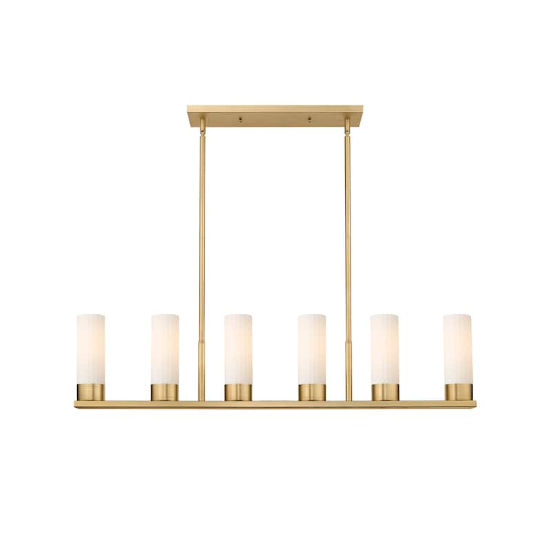Innovations Lighting Empire - 6 Light 8" Stem Hung Linear Pendant - Brushed Brass/Matte White