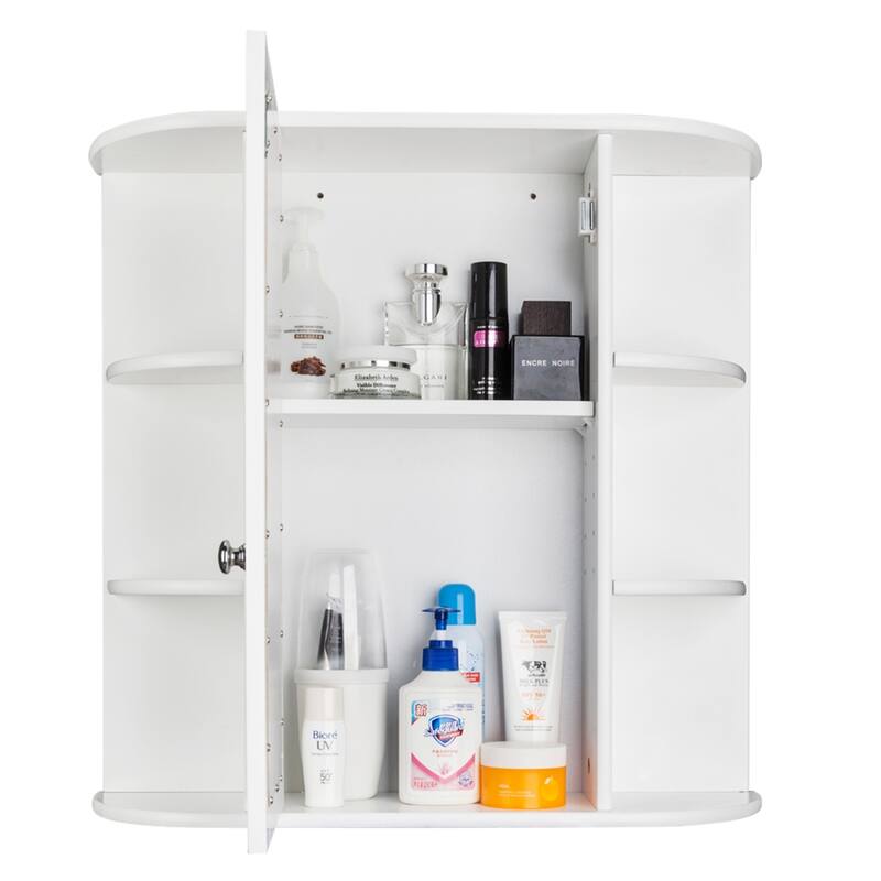 3-tier Shelf Single Door Mirror Bathroom Wall Mounted Cabinet