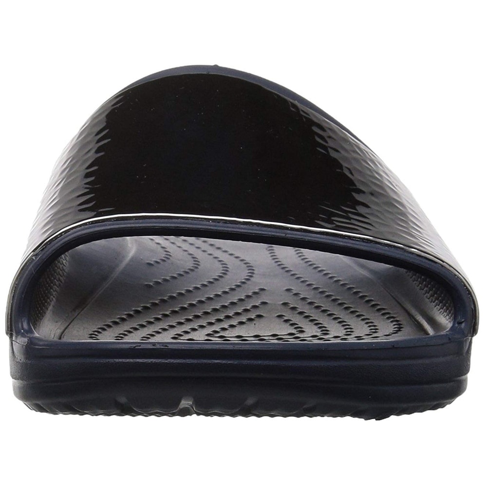 crocs sloane hammered metallic slide