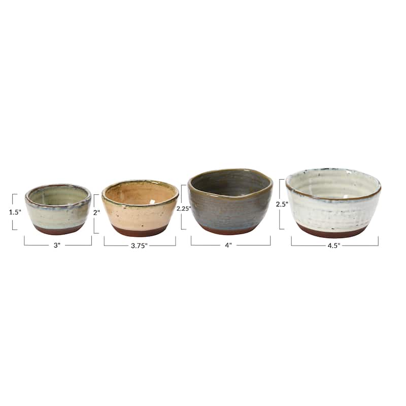 Stoneware Bowls with Reactive Glaze Finish, Set of 4