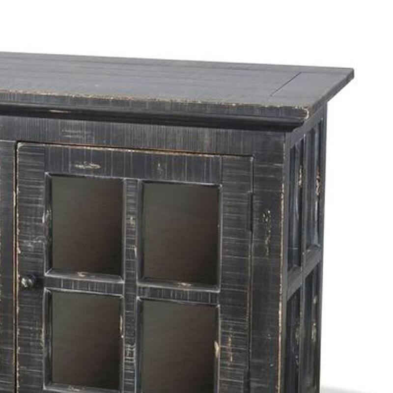 Kobe TV Stand Media Cabinet, Glass Doors, Farmhouse Black 62 Inch