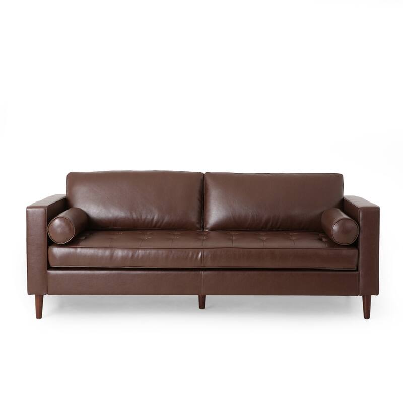 3 Seat PU Sofa with Wooden Frame and Legs