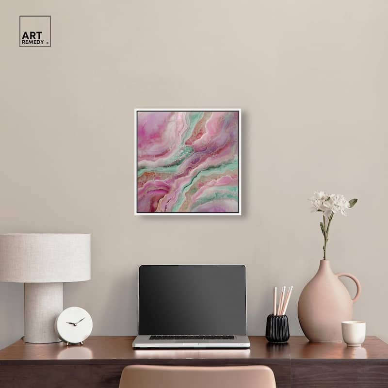 Pink and Mint Crystal IV Canvas by Art Remedy