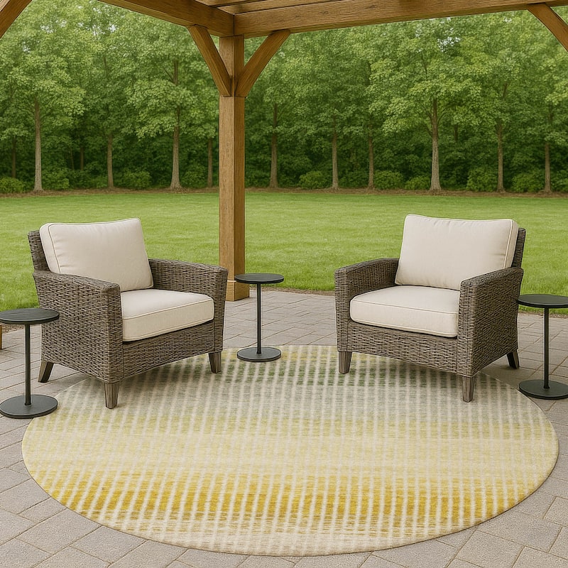 Machine Washable Indoor/ Outdoor Contemporary Stripes Chantille Rug - Copper - 8' x 8'