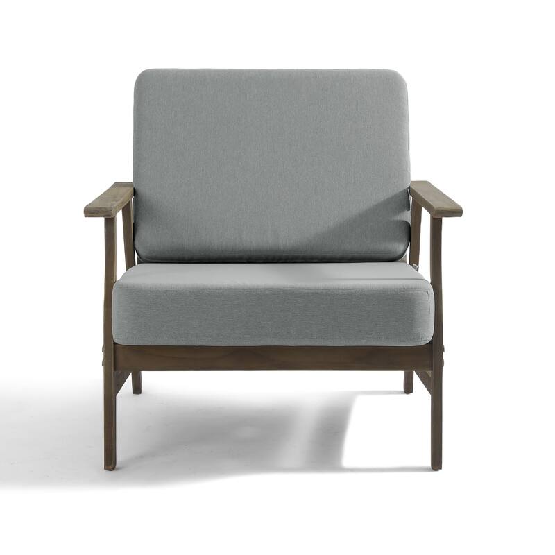 Modern Wood Cushioned Outdoor Patio Sofa Loveseat with Coffee Table