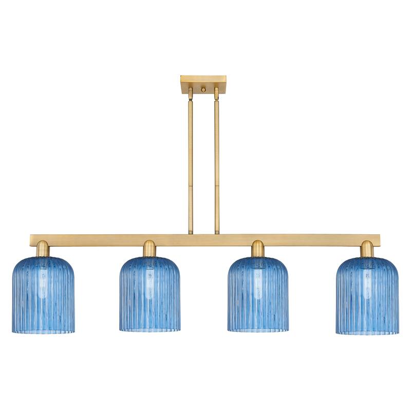 Innovations Lighting Endless Possibilities Arcadia - Bridal Veil - 4 Light 51" Stem Hung Island Light - Princess Blue/Champagne Bronze