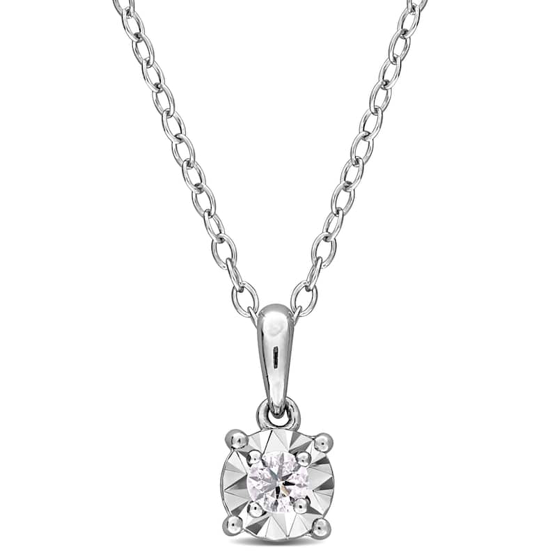 Miadora Sterling Silver Lab Grown Diamond Solitaire Necklace 1/10 to 1ct tw (GH VS1;VS2) - 0.11