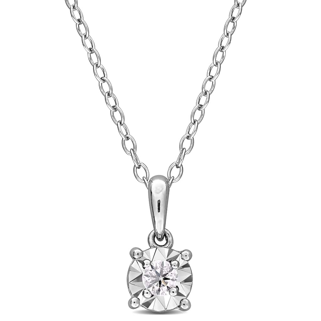 Miadora Sterling Silver Lab Grown Diamond Solitaire Necklace 1/10 to 1ct tw (GH VS1;VS2)