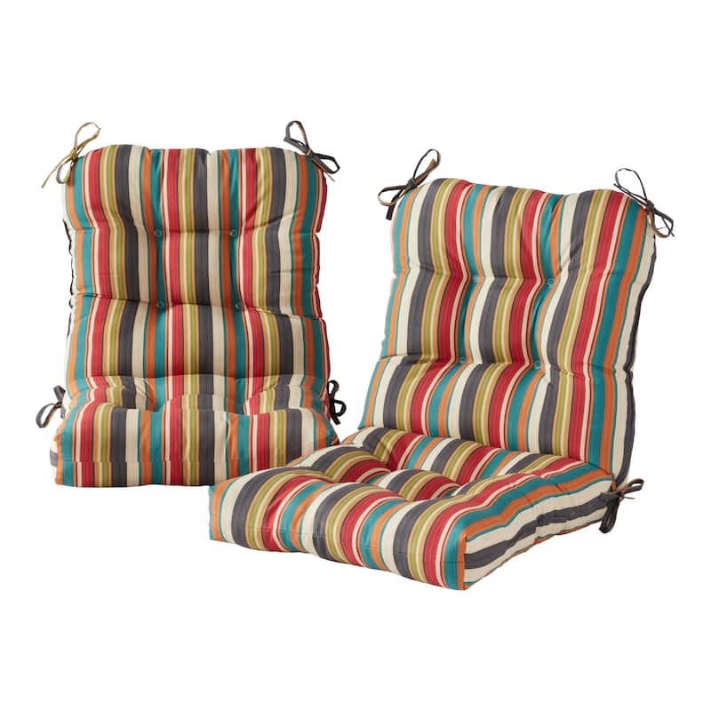 Greendale 21 x 42-inch Multicolor Outdoor Dining Chair Cushion (Set of 2) (Cushions Only) - Sunset Stripe