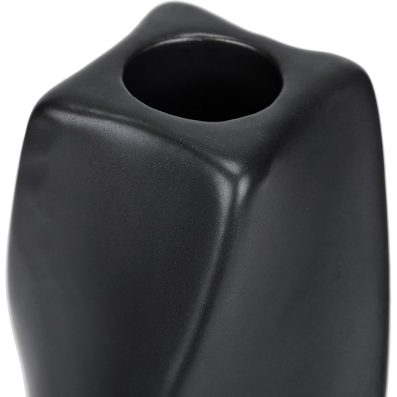 Black Tall Curvy Taper Candlesticks Set of Two Ceramic Decor