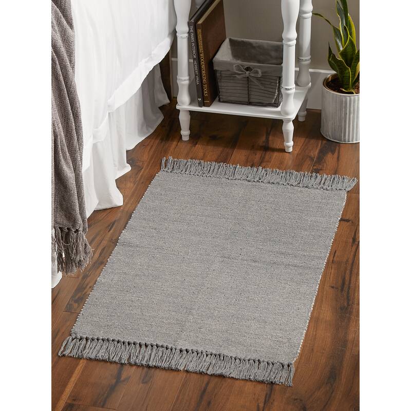 DII Gray and Off White 2-Tone Ribbed Rug 2x3 Ft - 24.0 In. L X 36.0 In. W X 0.2 In. H