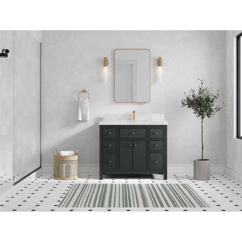 Willow Collections 42 in W x 22 in D Sonoma Free Standing Reeded Single Sink Bathroom Vanity with Countertop