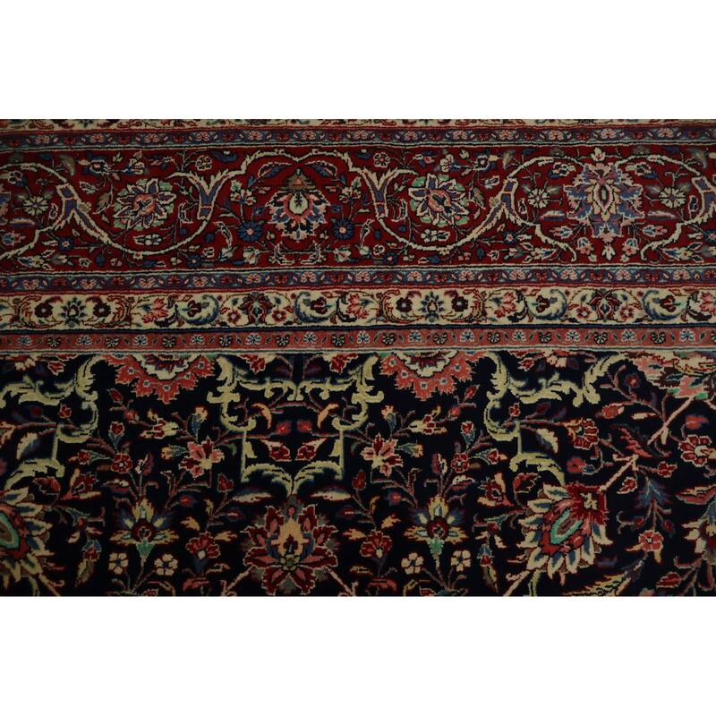 Hand Knotted Oriental 100% Wool Carpet Traditional Traditional Navy Blue & Blues Sarouk Area Rug - 14' 5'' X 10' 4''