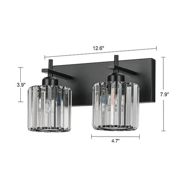 dimension image slide 11 of 17, Mid-Century Modern Dimmable Bathroom Vanity Light Crystal Glass Wall Sconce