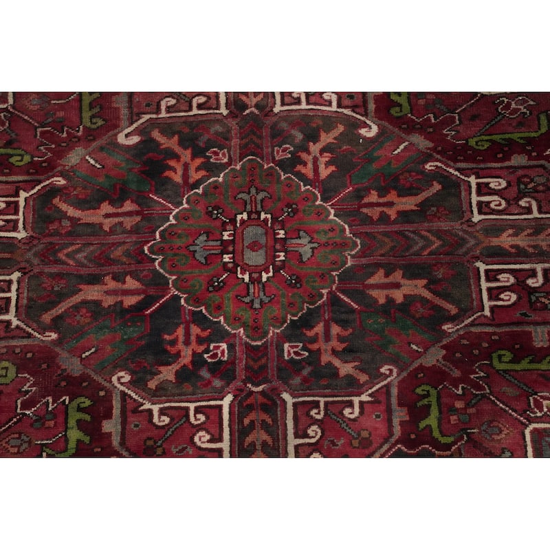 Hand Knotted Oriental 100% Wool Carpet Traditional Medallion Red Heriz Area Rug - 12' 10'' X 9' 11''