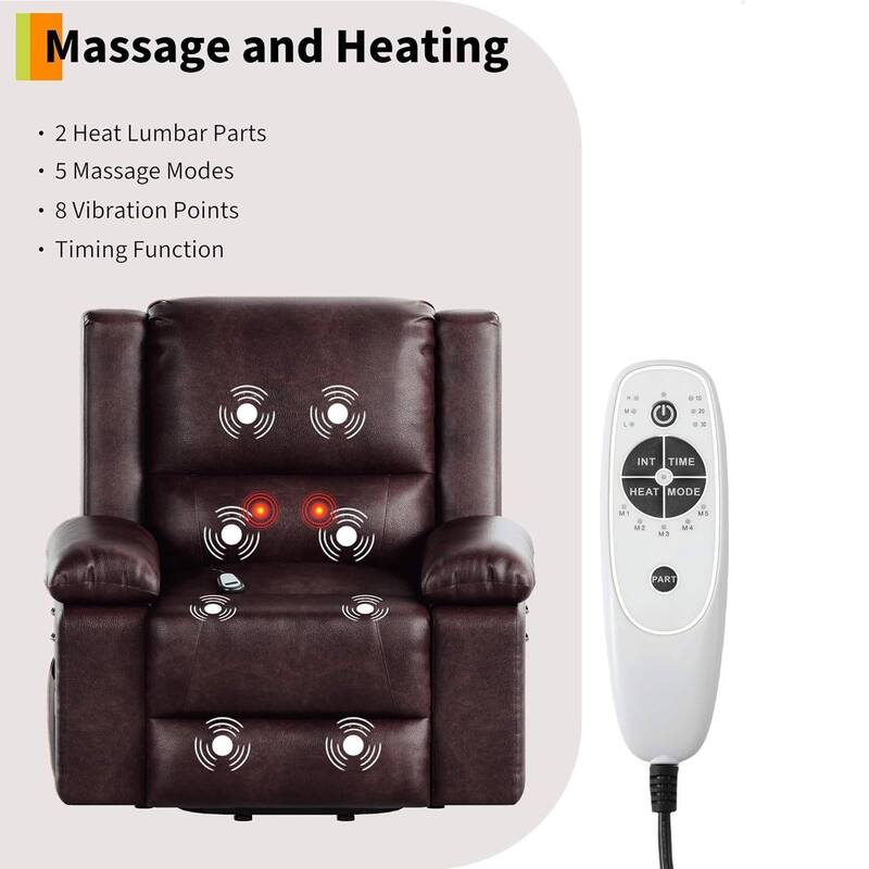 37.4" Heat and Massage Electric Power Lift Recliner Sofa Chair