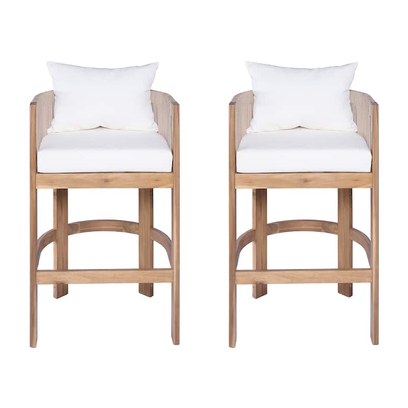 Christopher Knight Home - Martinez Outdoor Acacia Wood Barstools (Set of 2)