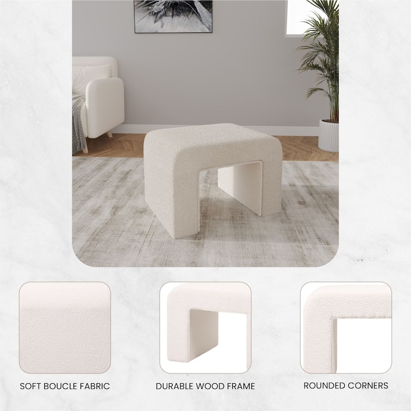 Vint 26" Modern Bench Upholstered in Velvet or Boucle With Padded Foam Seat for Living Room Bedroom Home Office