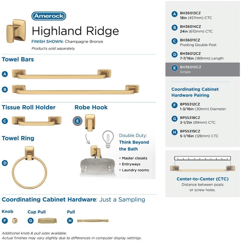 Amerock Highland Ridge Single Robe Hook