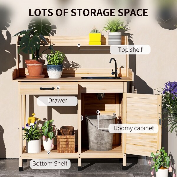 Potting bench with sink and faucet cheap