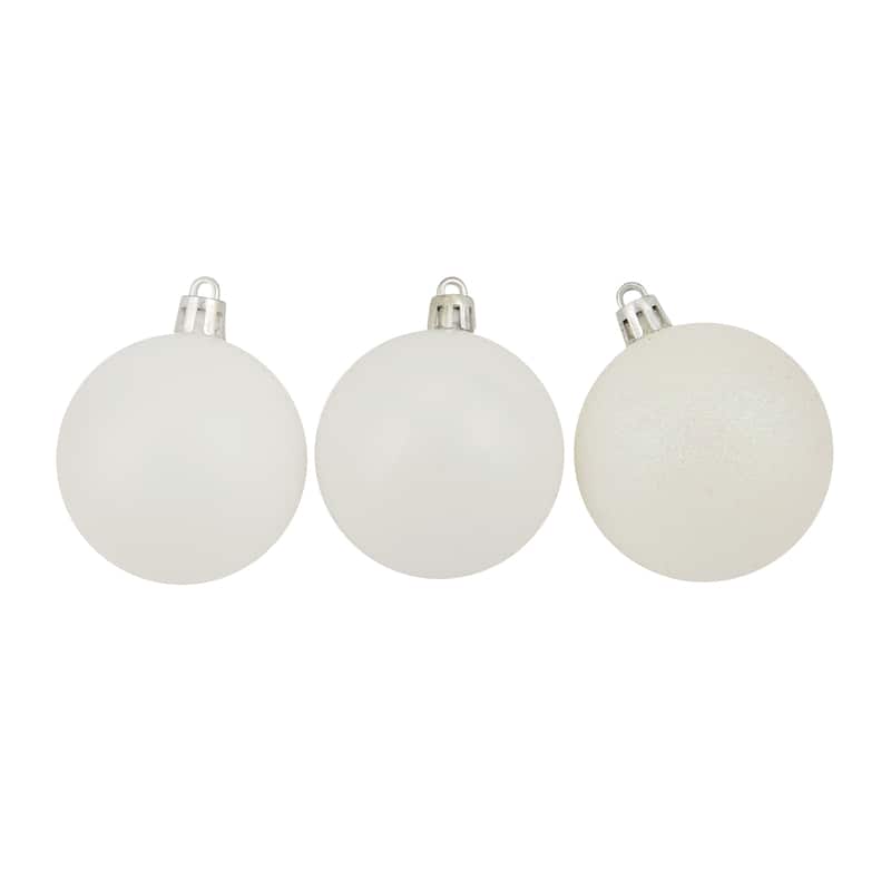 60ct Pink/Mulberry/Silver/White Shatterproof 3-Finish Ornaments 2.5"