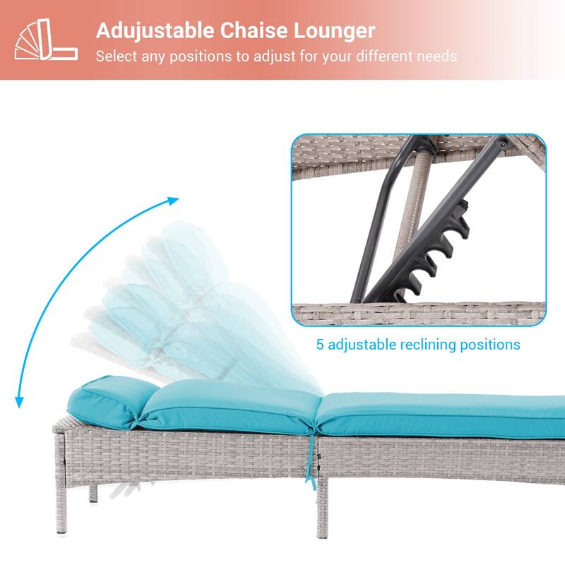 LIVOOSUN 2Pcs Patio Chair Rattan Single Lounge Water-Repellent Cushion