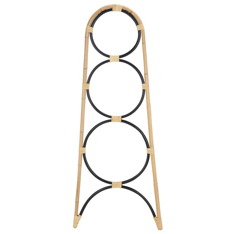 SAFAVIEH Madhavi 3 Tier Towel Hanger - 27.2"W x 1.2"D x 67"H - 27"W x 1"D x 67"H - Natural/Black