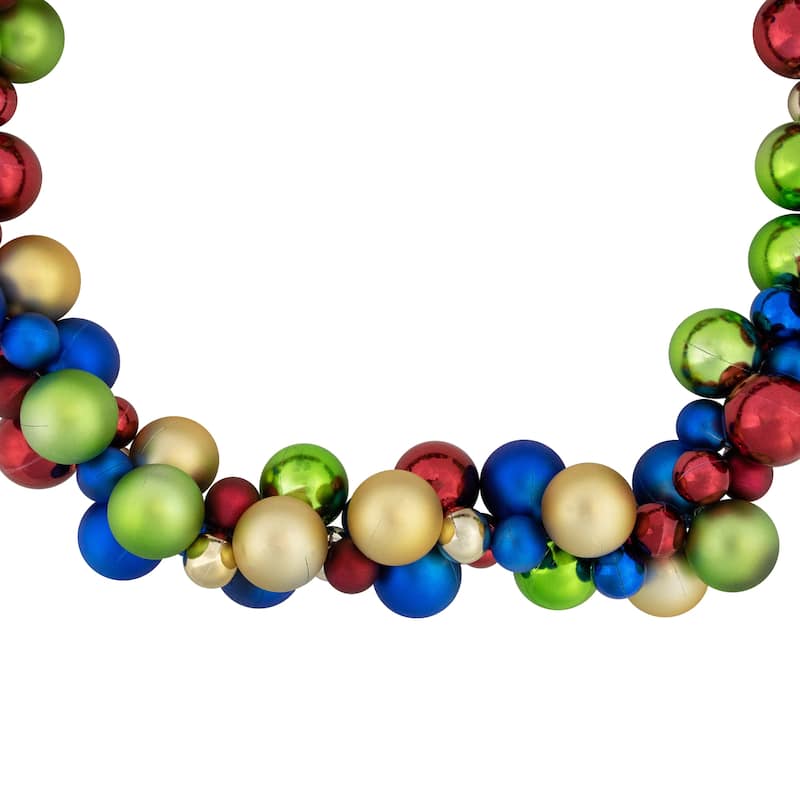 2-Finish Shatterproof Christmas Ball Garland - 6' x 3.5" - Multi-Color - Unlit