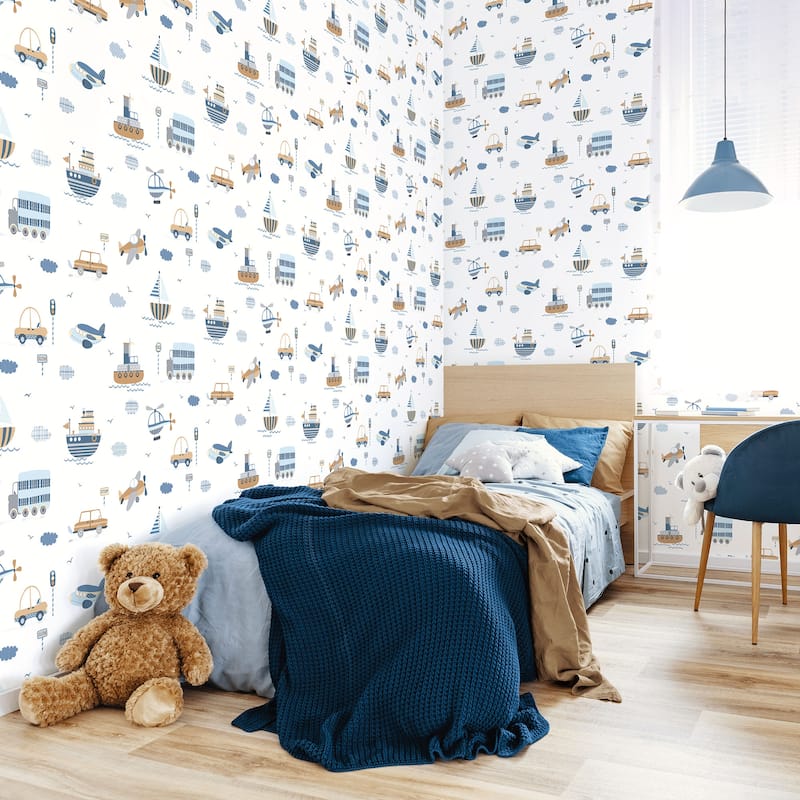 Galerie Wallcoverings Tiny Tots 2 Transportation Non-woven Matte Wallpaper Roll