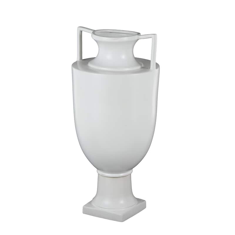 Ceramic Fluted Urn Shaped Vase with Handles - Black or White - Roche River Decor
