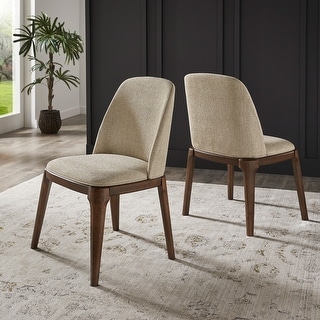 Rondo Upholstered Side Chairs with Walnut Legs (Set of 2) by iNSPIRE Q Modern
