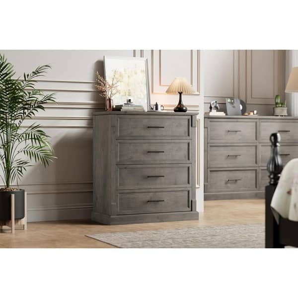 rustic grey tall dresser Winkalon 5 Drawers Dresser Chests for Home Bedroom, Farmhouse Wood Rustic Tall Chest of Drawers, Pull Storage Cabinet,Grey, Women's, Size: Small, Gray