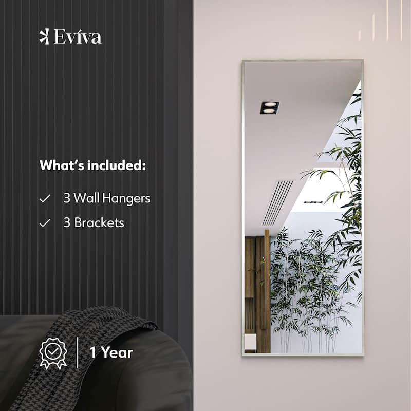Eviva Sax 72" x 30" Rectangular Brushed Nickel Metal Framed Mirror - Brushed Nickel