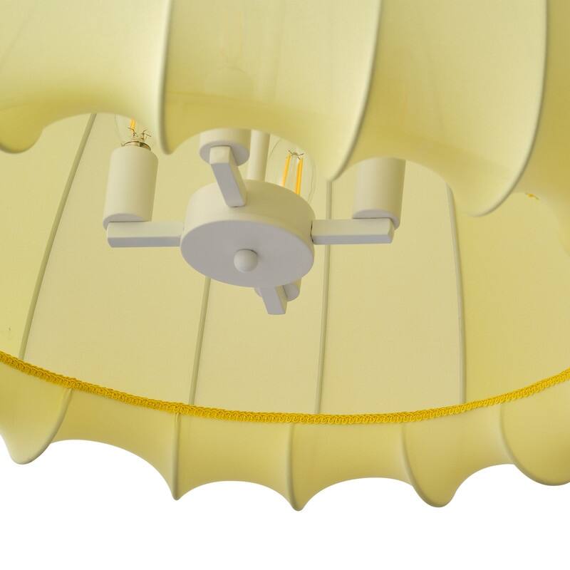 4-Light Pendant Light with Yellow Shade - Matte Painted Lighting Fixture for Living Room, Dining Room