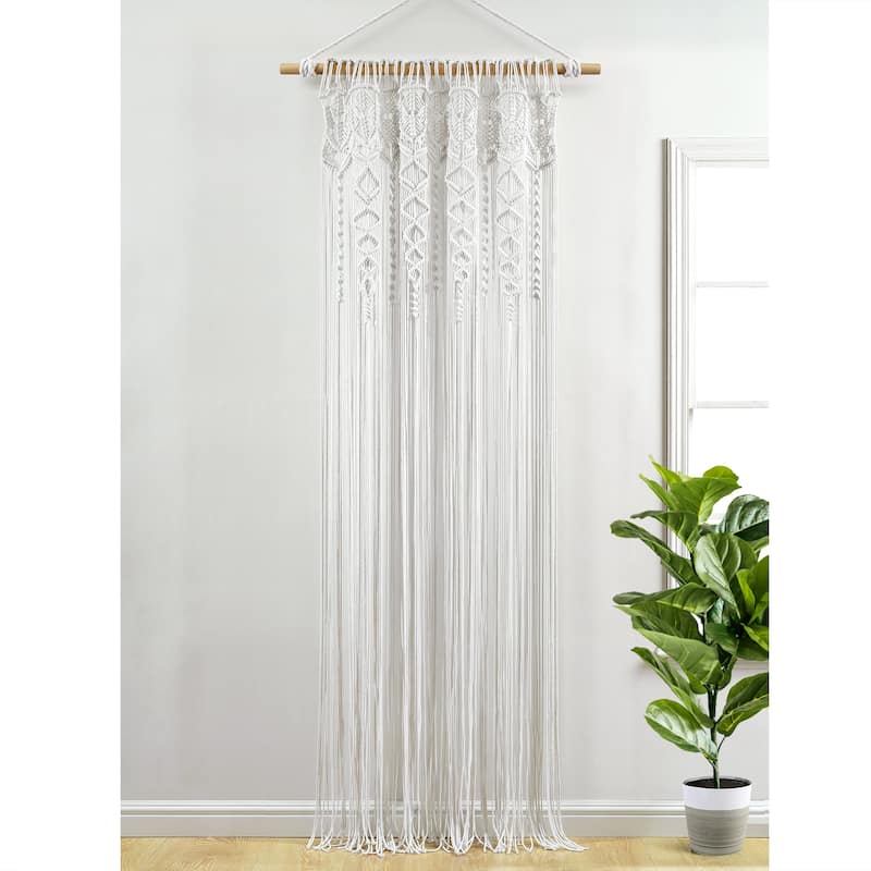 Lush Decor Boho Macrame Textured Cotton Window Curtain/Room Divider/Doorway/Wall Decor