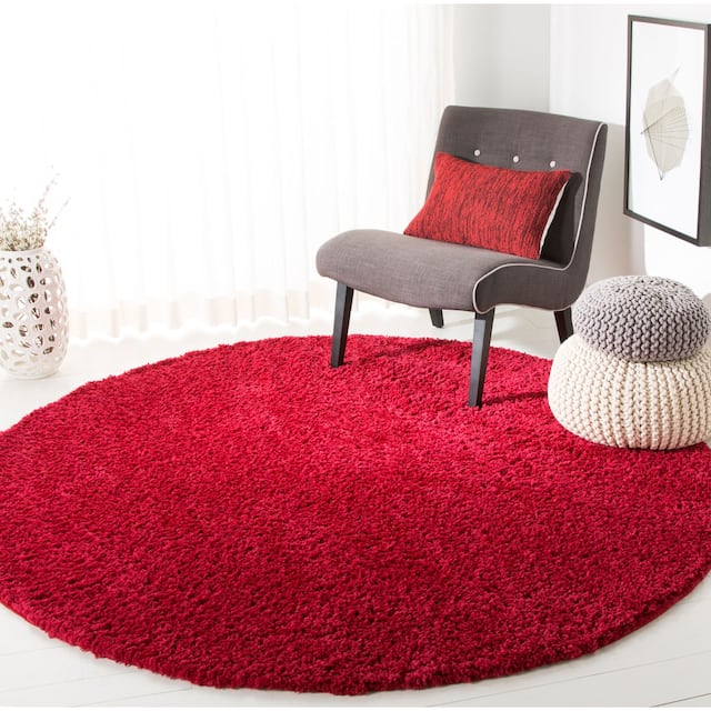 SAFAVIEH August Shag Solid 1.2-inch Thick Area Rug - 9' x 9' Round - Red