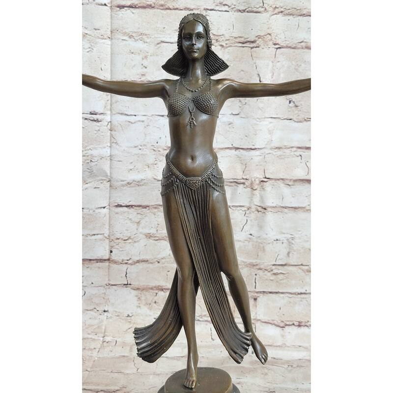 Descomps Art Deco Belly Dancer Showgirl Figurative Bronze Sculpture Statue Decor