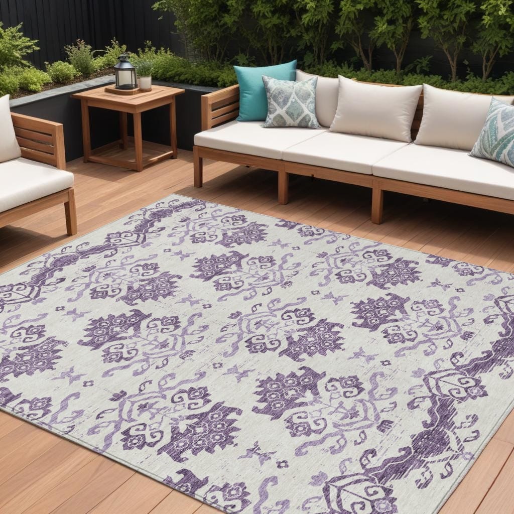 HomeRoots Oriental Transitional Rectangle Outdoor Rug