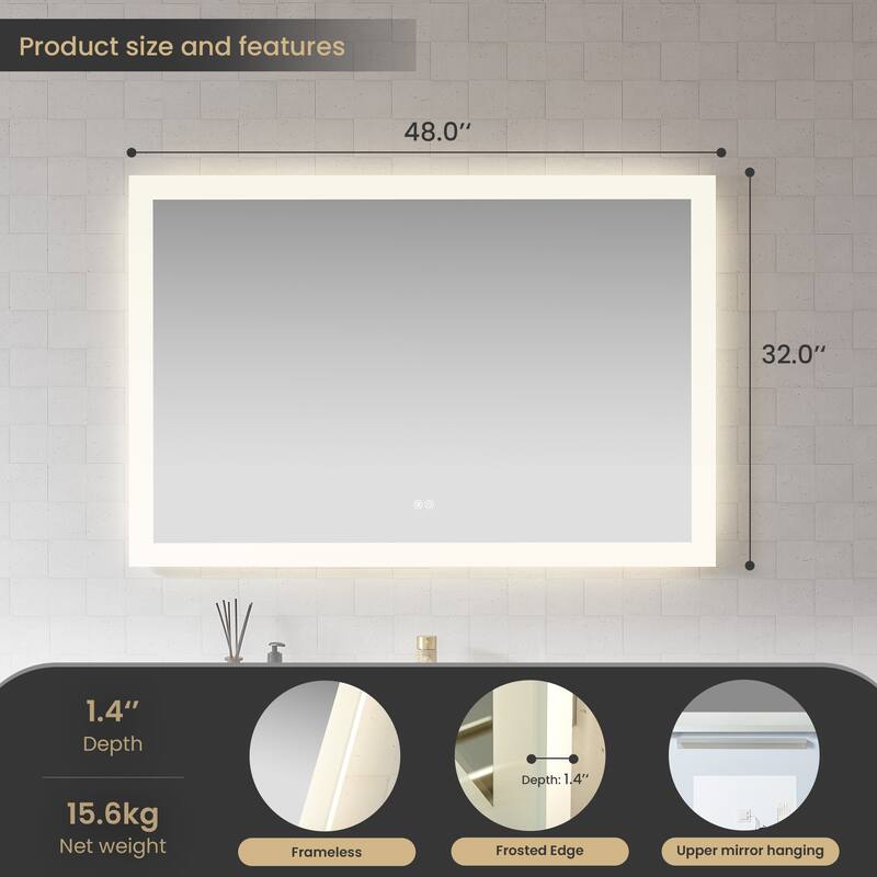 Beijing Rectangular Frameless LED Wall Bath Vanity Mirror