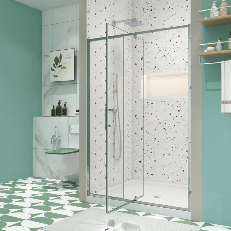Pivot Frame Sliding Shower Door with 6mm Tempered Glass