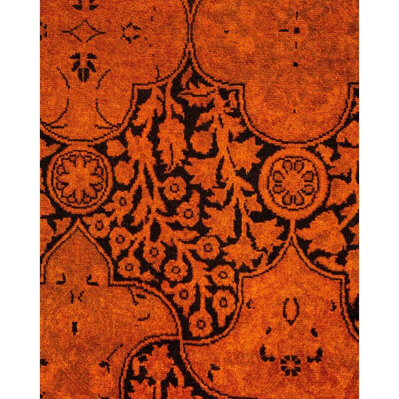 Overton Hand Knotted Wool Vintage Inspired Modern Contemporary Overdyed Gold Square Area Rug - 6' 1" x 6' 1"