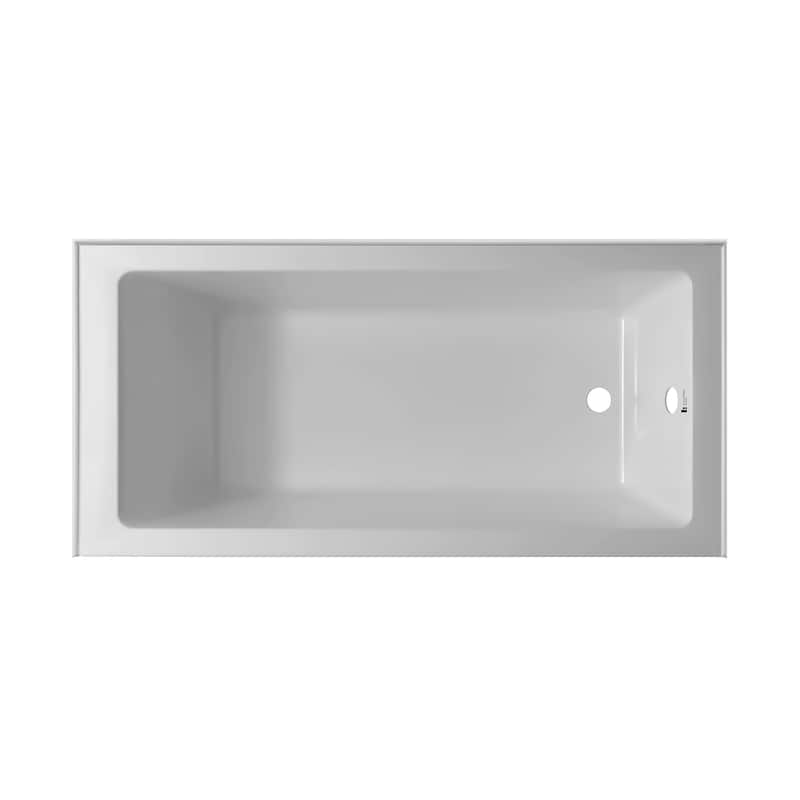Fine Fixtures Tile-In White Fiberglass/Acrylic Soaking Bathtub with Built-in Tile Flange