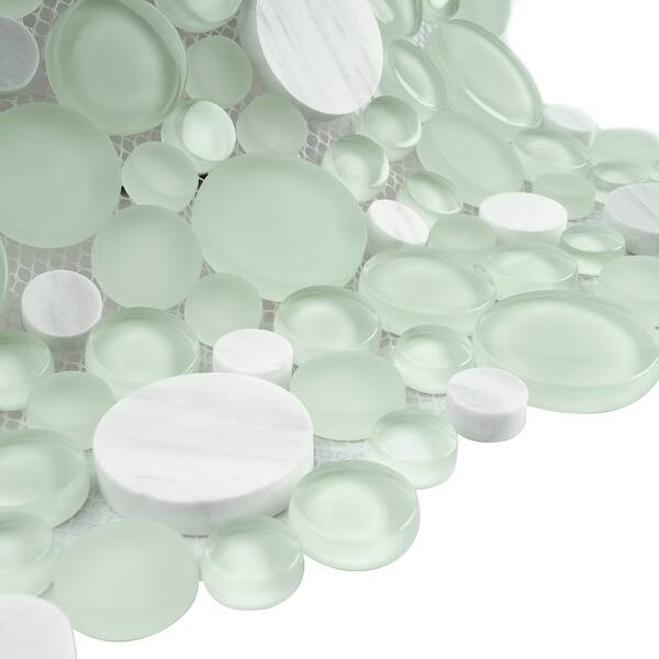 Shop Black Friday Deals On Tilegen Cloud Bubble Random Sized Mixed Material Mosaic Tile In Green White Wall Tile 10 Sheets 7 7sqft Overstock 27973454