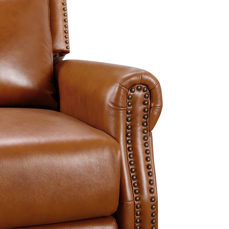 Genuine Leather Push Back Adjustable Recliner with Comfortable Arms for Living Room Chair