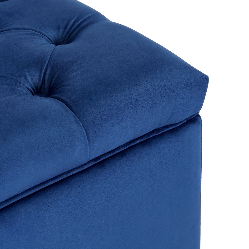 29.5" Wide Velvet Tufted Square Ottoman With Storage