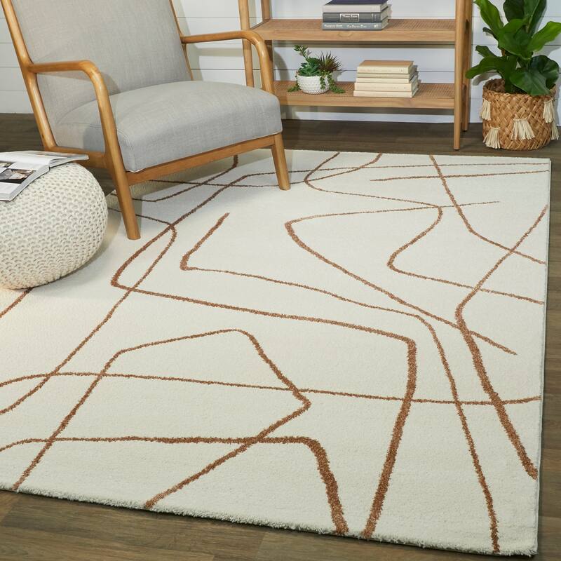 Descartes Abstract Modern Area Rug - 7'10" x 10' - Rust