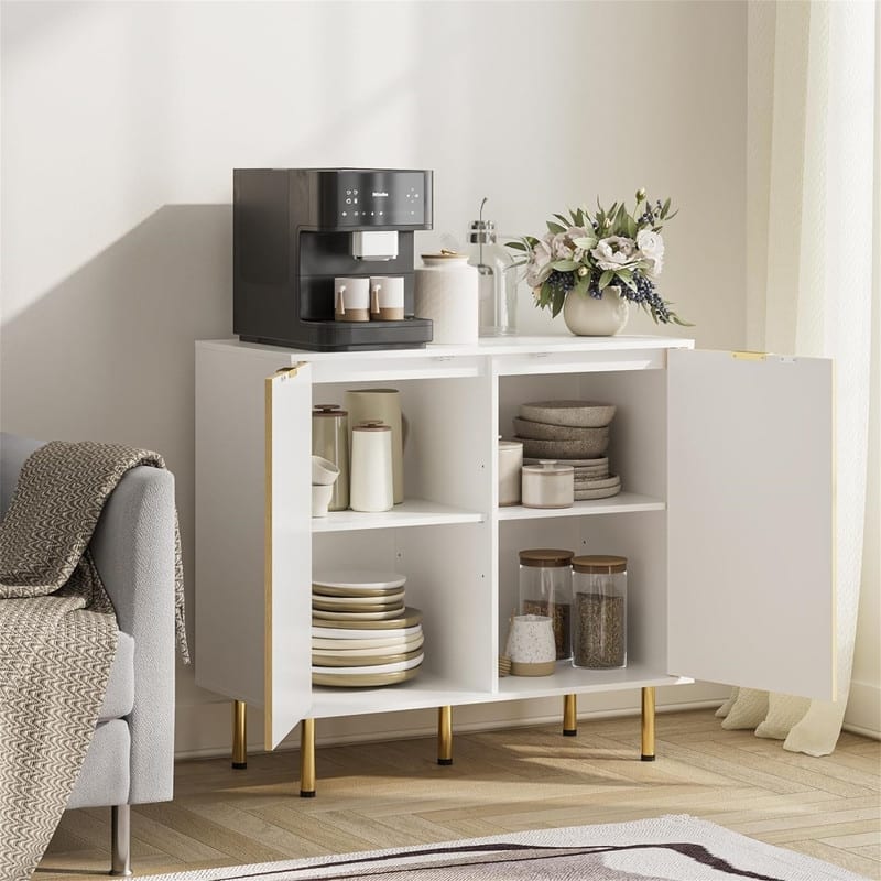 Sideboard Cabinet with Two Doors and Adjusting Feets for Living Room - 31.2"D x 29.1"W x 15.6"H