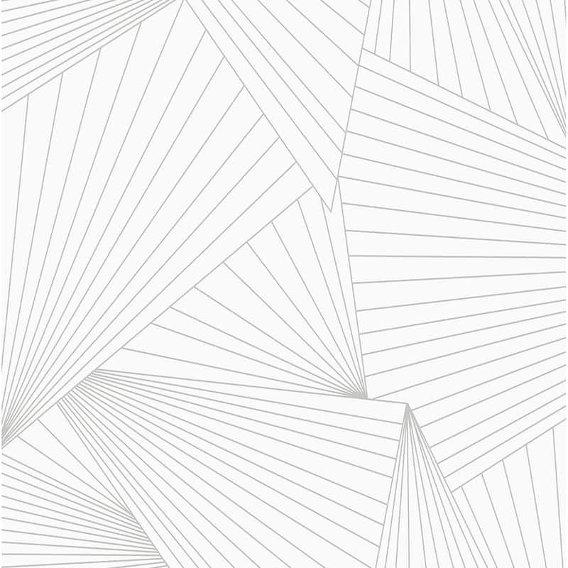 NextWall Ray Geo Peel and Stick Wallpaper - 20.5 in. W x 18 ft. L - White & Harbor Gray