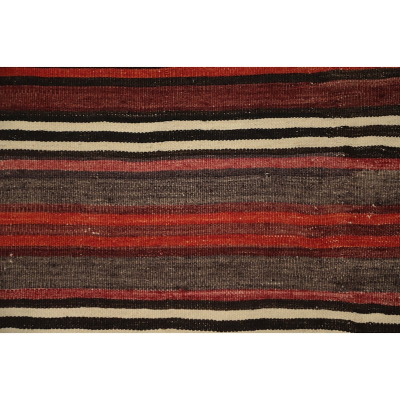Hand Woven Oriental 100% Wool Carpet Southwestern Geometric Multi-Colored Kilim Area Rug - 10' 10'' X 4' 11''